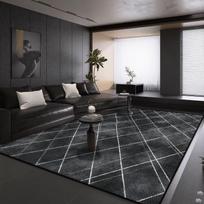 Modernios geometrijos didelis svetainės kilimas Juoda apdaila Namų kilimai Neslystantys kilimėliai miegamojo dekoravimui Svetainės sofos grindų kilimėlis 60*90cm