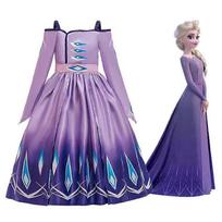 Disney Frozen 2 Cosplay Elsa Anna Princess Dress Festival Party Leisure Summer Girls Dress Snow Queen Fantasy Baby Girl Dresses 120CM