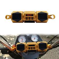 NEW-Motorcycle MP3 Player Handlebar Speaker Bluetooth Music FM Radio Waterproof Adjustable Bracket Bike o Stereo 12V auksinė