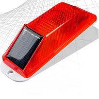 Solar Strobe Warning  Light Outline Safety Traffic Night Warning Flashlight   Construction Obstacle Flashing Light raudona
