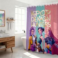 1pc K-Pop Demon Hunters Printed Waterproof Shower Curtain Privacy Hanging Curtain with 12 Hooks Multiple Sizes Machine Washable 90x180cm