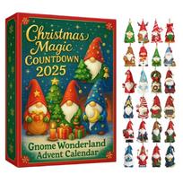 2025 Gnome Christmas Advent Calendar 24 Days Countdown 2D Acrylic Home Decor for Christmas Gifts Festival Holiday Party Favors A