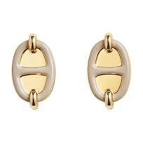Hermes Mini Maillon Logo Letter Metal Gold Plated Earrings Women Earrings H100052FE Box+Shopping Bag