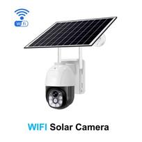 Wireless Solar Security Camera – 4G/WiFi Dual Lenses, PIR Motion Detection & Night Vision 【WIFI】1W mAh juoda/balta