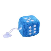 Fuzzy Dice Suction Cup Car Pendant Mount Toy Plush Soft Creative Dashboard Decor Cute Cartoon Gift Car Interior Decor Ornaments mėlyna