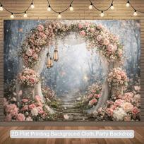 2D Flat Print Dreamy Pastel Backdrop with Unicorn Carousel, Clouds and Gifts Perfect for Baby Shower Shoots 47.2x31.5inch/120*80cm