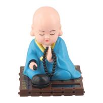 1pcs Solar Powered Bobble Shaking Head Monk Ornaments Toy Buddhist Monk Figurines Statues Carcccccccccccccccccccccccccccccccc mėlyna
