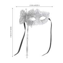 retro Masquerade Mask With Stick Fancy Dress Mask cosplay Dancing Party Mask Prom Mask Women halloween Carnival Party Supplies 34x21cm sidabras