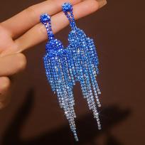 2pcs Luxurious Rhinestone Statement Earrings Elegant Drop Dangle Earrings  for Wedding mėlyna