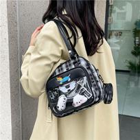 New Kawaii Women Ita Crossbody Tote Bag Clear Nylon Plaid Small Shoulder Bag JK Girls Pin Display Handbag With Circle Pocket juoda