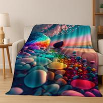 3D Cobblestone  Soft Stone Pebble Flannel Blanket Soft Warm Blanket for Bedroom Living Room Bed Travel Camping Picnic Gift 75x90cm