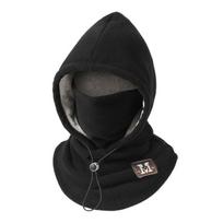 Soft Thermal Fleece Balaclava Hat Drawstring Cold-proof Hooded Neck Ear Protector Windproof Helmet Hat Winter juoda