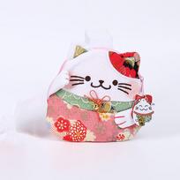 Simple Japanese Style Maneki Neko Coin Purse Flower Printing Wallets Lucky Cat Clutch Bag Zipper PU Card Holder Outdoor