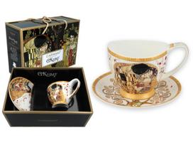 Duża Filiżanka Śniadaniowa Klimt Pocałunek Biała Porcelana Do Herbaty