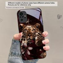 Flower Leopard Shadow For Redmi Note 14 Pro+ 13 Pro 8 9 9S 12S 10 Pro 11 12 13C 14C A3 12 13 K60 Ultra Black Glass Phone Case Redmi Note 10 Pro