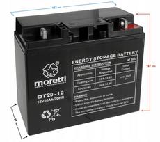 Akumulator Żelowy Moretti Gel 12V 20Ah Do Kosiarki Mocny Jakość Traktorki