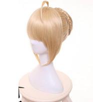 Anime FGO Fate/stay night Arturia Pendragon Saber With Bun Wig Blonde Styled Cosplay Full Hair Wigs One Size smėlis