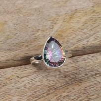 Mystic Topaz žiedas, rankų darbo žiedas, žiedas su žiedu, kriaušės žiedas, dovana jai, vientisas žiedas, 925 sterlingų sidabras 6