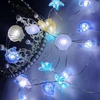 2M 20LED Kriauklių Jūros žvaigždžių Girlianda Vakarėlis vandenyno tema Pasakų švieselė Gimtadienio vakarėlio dekoracijos Mergaitės kūdikio sutiktuvių dovana mixed