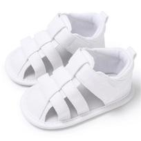 Tvirti vasariniai sandalai berniukams, mažiems vaikams, naujagimiams, kūdikiams, drobė, minkštas padadas, lopšelio batai, madingi kūdikių batai 13cm balta