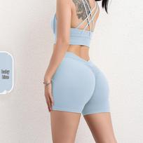Women's Hip-Lifting Yoga Pants - Sexy, Seamless, Nude, Three-Quarter Length Fitness Wear XL kūdikio mėlyna spalva