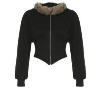 2KWEIRD Zip Up Fur Neck Hoodie Coats Fashion Slim Solid Y2K Vintage Women's Jackets Casual Streetwear Chic Basics Clothes S