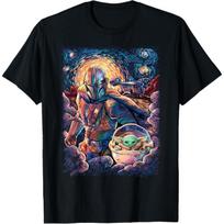 Star Wars The Mandalorian & The Child Starry Night Style T-Shirt S įvairiaspalvis