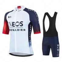 Ineos 2026 Vyriškas trumpomis rankovėmis dviračių marškinėlių komplektas Vasaros Bicicleta apranga MTB Maillot Ropa Ciclismo Sportinė apranga Mėlynas dviračių kostiumas S