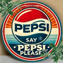 Metal Wall Art Sign Vintage Pepsi Retro Garage Decor Weatherproof 20x20 įvairiaspalvis
