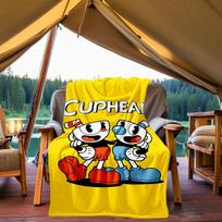1PC Cuphead Mugman Outdoor Flannel Throw Blanket HD Printed Lightweight Soft Warm All Season Blanket for Sofa, Bed, Travel 80x120cm