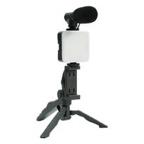 Video Vlogging Kit for Phone with Tripod Mount LED Fill Light and Microphone Phone Clamp Enhances Auditory 1