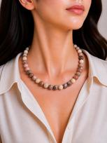 8mm Natural Yellow Rhodonite Gemstone Round Beads Choker Handmade Pretty Necklace For Anniversary Gift 8BN-32