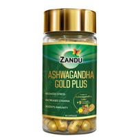 Zandu Ashwagandha Gold Plus 60 Caps | Premium Ayurvedic Blend with Gold, Shilajit & Safed Musli for Energy and Stamina