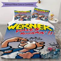 Werner komiksų rašto patalynės komplektas antklodės užvalkalas pagalvės užvalkalas namų dekoracija gimtadienio dovana (1 * užvalkalas antklodei + 2 * užvalkalas pagalvei be užpildo)245 135x200cm