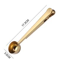 Stainless Steel Coffee Spoon with Clip Barista Coffee Accessories Scoop Spoon Coffee Weighing Measuring Spoon auksinė