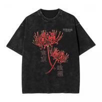 Tokyo Ghoul Spider Lily woman Men Washed TShirt Hot stamping Print TeesHarajuku Cotton Tshirt Mens Summer Short Sleeve Tees S