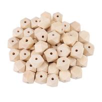 50pcs Wood Handmade DIY Wood Wooden Beads Hexagon Shape Smooth Surface Polyhedron Beads 20mm Geometric Beads Farmhouse Decor