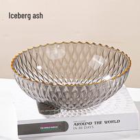QW Light Luxury Wavy Gold Rim Plastic Fruit Plate