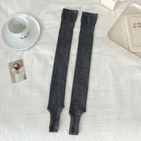 Thick Simple Long Knee High Socks Ballet Style Vertical Stripes JK Stockings Mid-calf Stepping on Feet Calf Socks One Size tamsiai pilka spalva