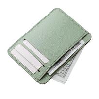 Fashion PU Leather Card Holder Solid Color 6 Slots Credit Card Holder Lightweight Ultra Thin Card Case Women žalia