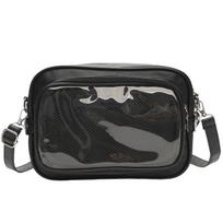 Fashion Small Ita Bag Simple PU Leather Ita Crossbody Purse PVC Clear Window Pin Display Ita Messenger Bag Lady Shoulder Pouch juoda