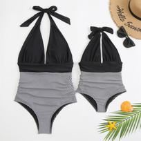 Tight Swimsuit Women One Piece Sexy Gradient Halter Neck Backless Swimwear Women Fashion Beach Vacation Elegant Swimwear S