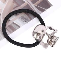 Halloween Costume Ponytail Rope Vintage Punk Hairband Elastic Hair Rope Women Metal Skull sidabras
