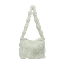 Three Dimensial Fashiable Crossbody Bag Stylish Large Capacity Shoulder Bag with Plush Texture Tote Bag žalia