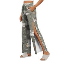 Women Fashion Side Velcro Closure Easy Open Post Surgery Recovery Pants Comfortable Fit Soft Fabric Breathable Loose Style Long Length M