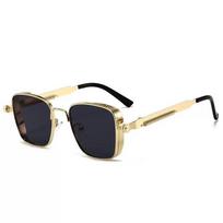 Personality Metal Steampunk Sun Glasses For Men High End Handsome Driving Sun Glasses Trendy Square Shaped Shaped Frame Anti UV Sun Glasses