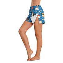 Women's Animal Print Side Velcro Closure Easy Open Post Surgery Recovery Care Shorts Comfortable Fit Lightweight Fabric Elastic Waistband S