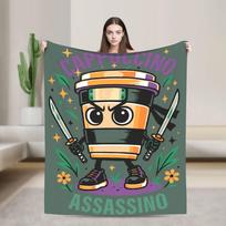 Cappuccino Assassino Italian Brainrot Memes Blanket  Travel Flannel Bedding Throws For Couch Chair Sofa Bed Super Soft Bedspread 75x90cm