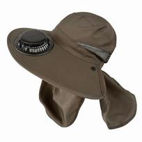 Portable Solar Rechargeable Fan Hat Long-lasting with Shawl Fishing Sun Shading Cap Adjustable with Face Cover Wide Brim Fan Hat žalia