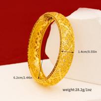 [HF]‘1Pc Women Charm Bracelet Bangle Hollow-out Flower Bangle For Middle East Vietnam Wedding Bridal Jewelry Gift auksas